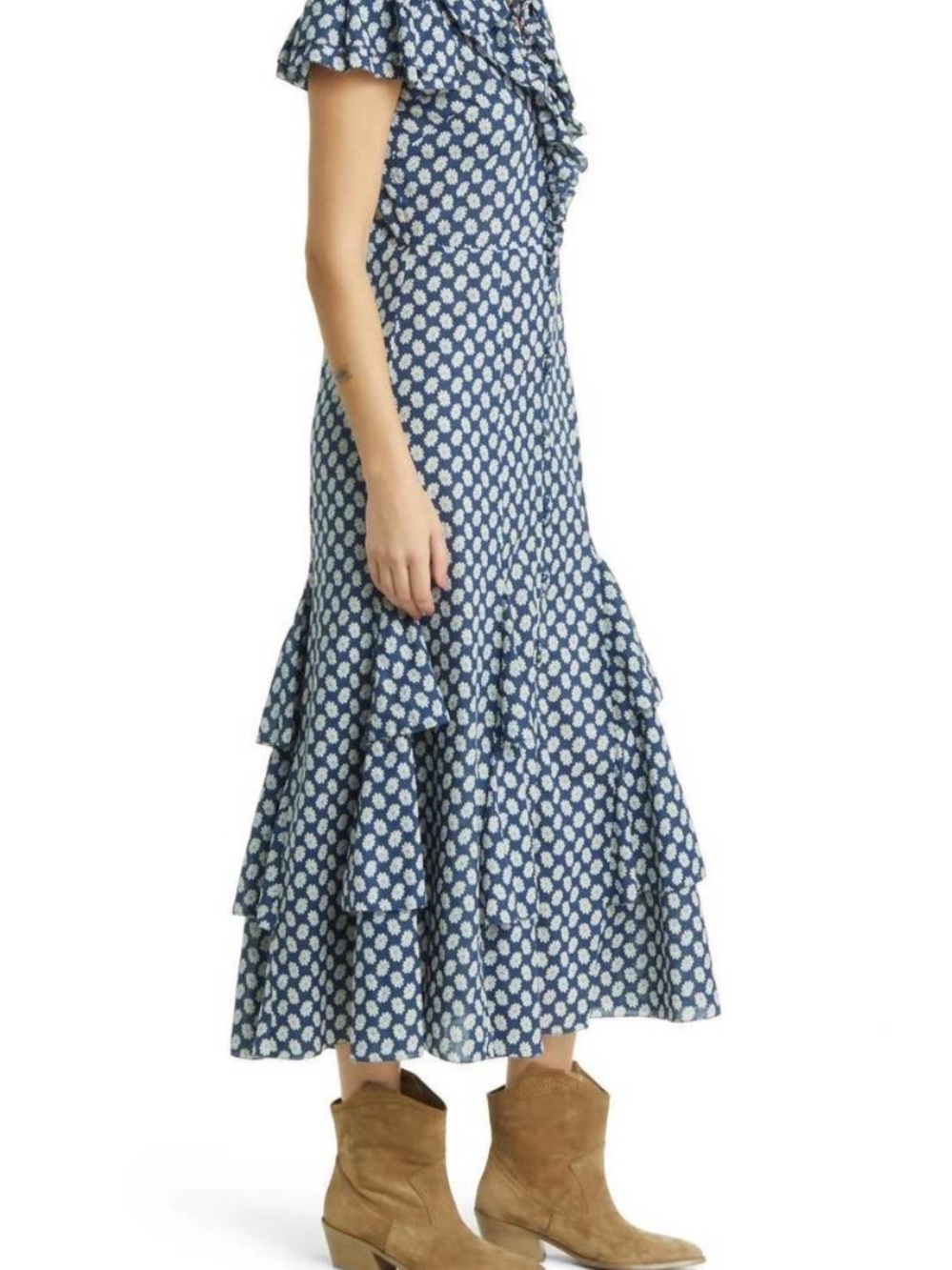 NWT The GREAT Curtsy Dress Blue Floral Large - Picture 4 of 13